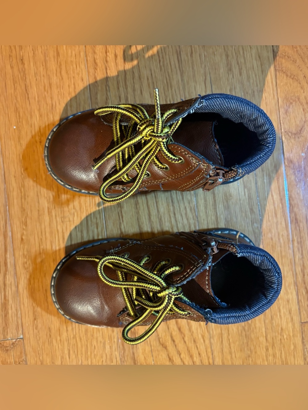 London Fog Toddler Boys Brown Faux Leather Hiking Ankle Boots Size 8 M Zipper